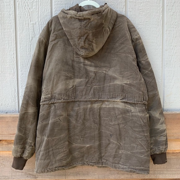 IVFZ heavy quilted distressed khaki canvas army utility jacket full zip coat - Picture 5 of 12